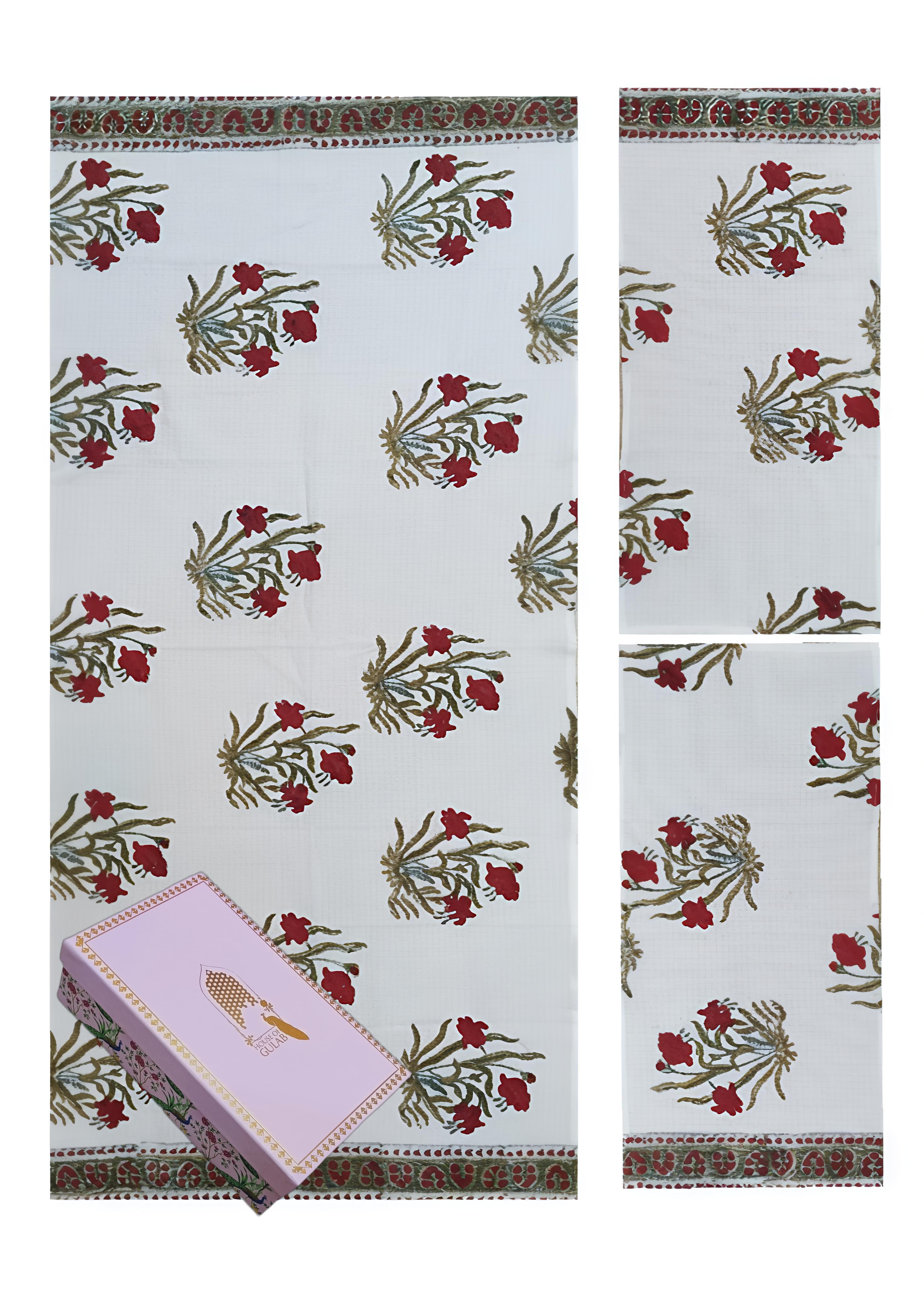 Gift Set - Handblock Printed Towels - 1 Bath + 2 Hand Towels