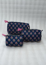 Set of 3 cosmetic bag/pouches with waterproof lining