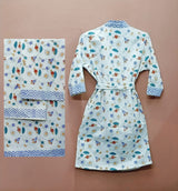 Handblock Printed Waffle Cotton Bathrobe Gift Box for Kids (4-13 Years) – Includes Bath Towel & 2 Hand Towels