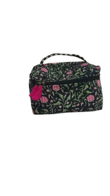 Handcrafted Quilted Makeup Organizer Bag | Cosmetic & Travel Vanity Case - 9x6.5x6.2 inches