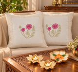 Diwali Home Décor Gift Box with 2 Cushion Covers, 1Handmade Floral Soy Wax Candle & 2 Metal Diyas