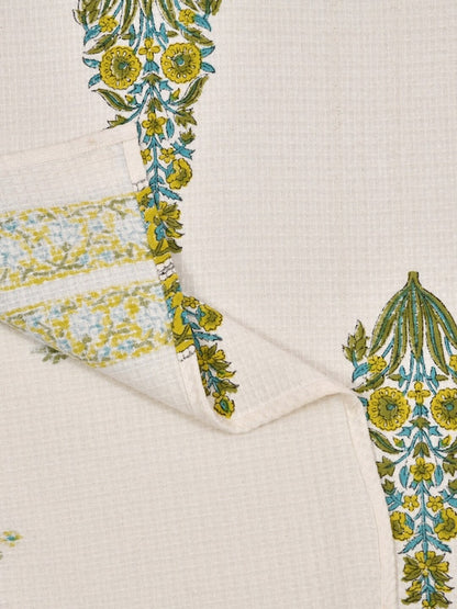 Hand Block Printed Honey Comb Cotton Bath Towel