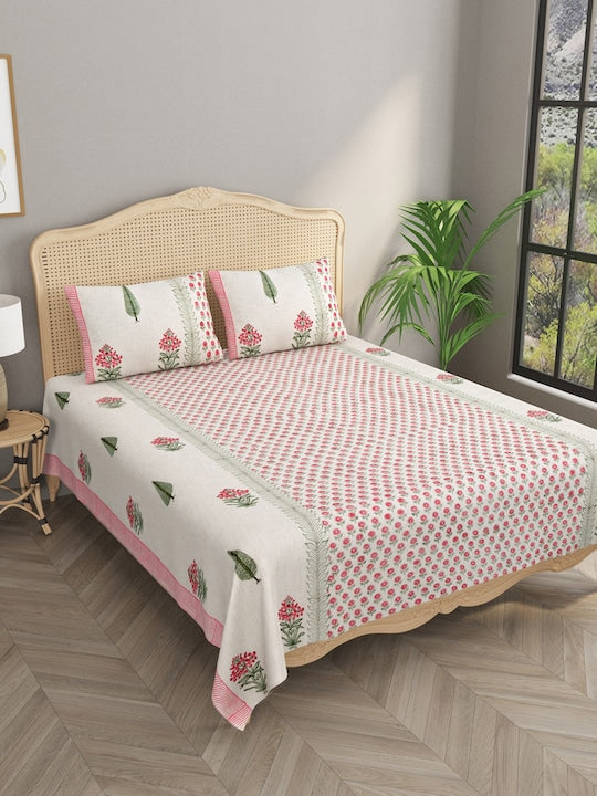 Double Bed King Printed Reversible Bed Cover & Pillow Covers
