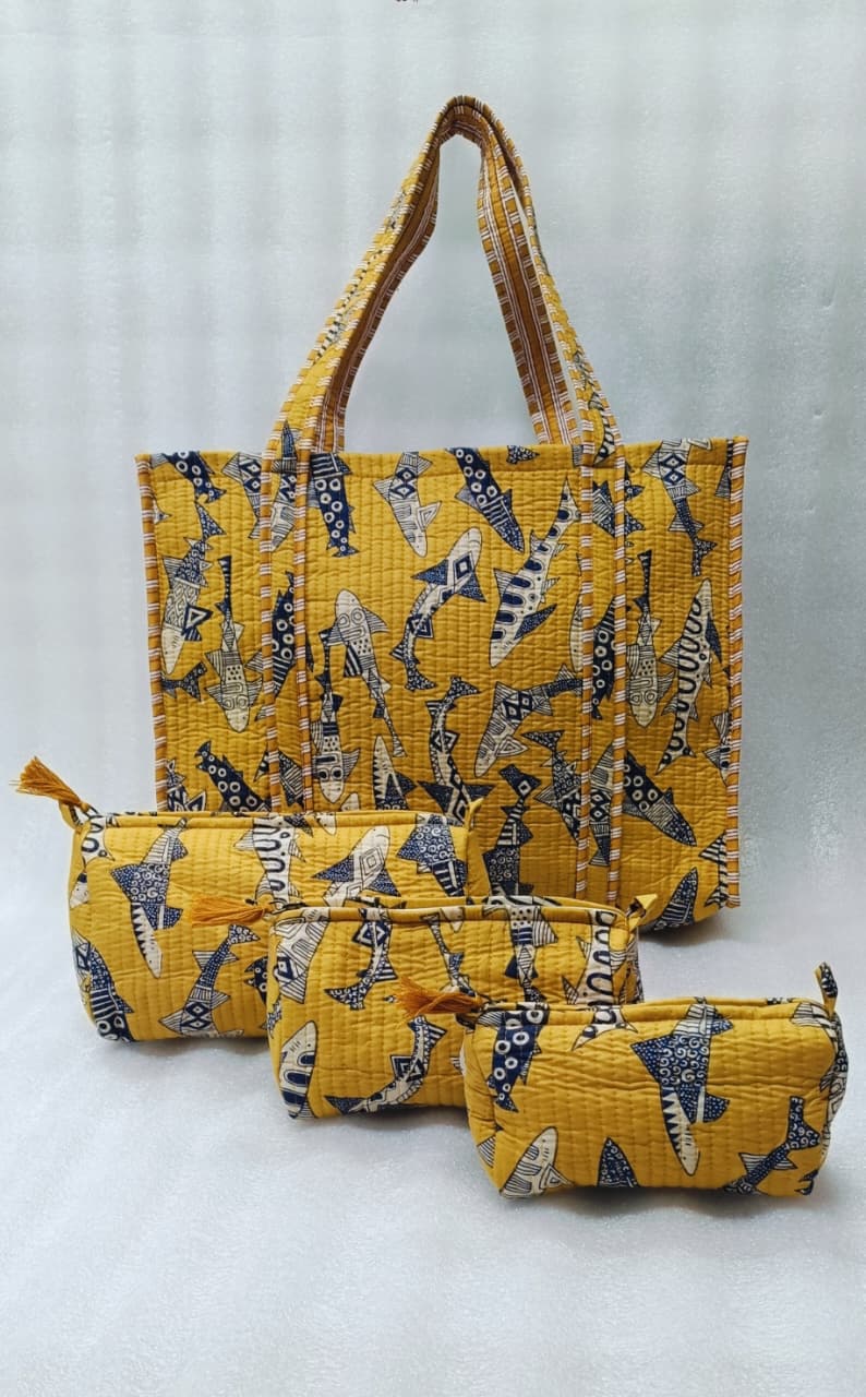 Tote Bag with set of 3 Pouches