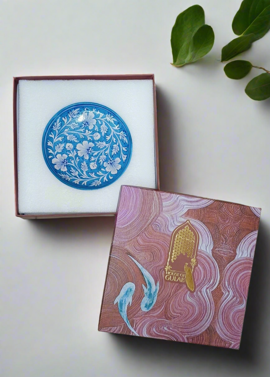 Gift Box with Handmade Jaipur Blue Pottery Plate - 8 inch diameter