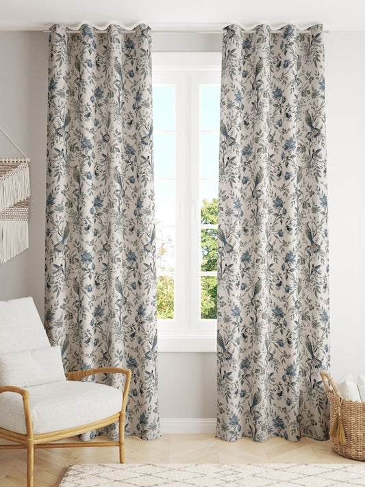 Set of 2 Floral Cotton Long Door Curtain