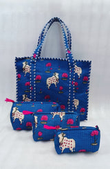 Cotton Tote Bag with Zip & Pouch Combo