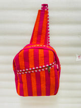 Handcrafted Quilted Cotton One Strap Backpack - 12x9.5x4.5 Inches