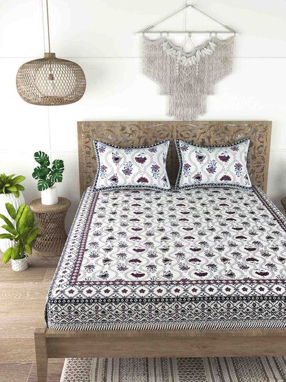 Cotton Double King Bedsheet with 2 Pillow Covers