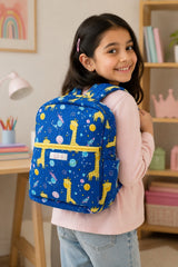 Handblock Printed Cotton Kids’ School Backpack with Front Zip Pocket