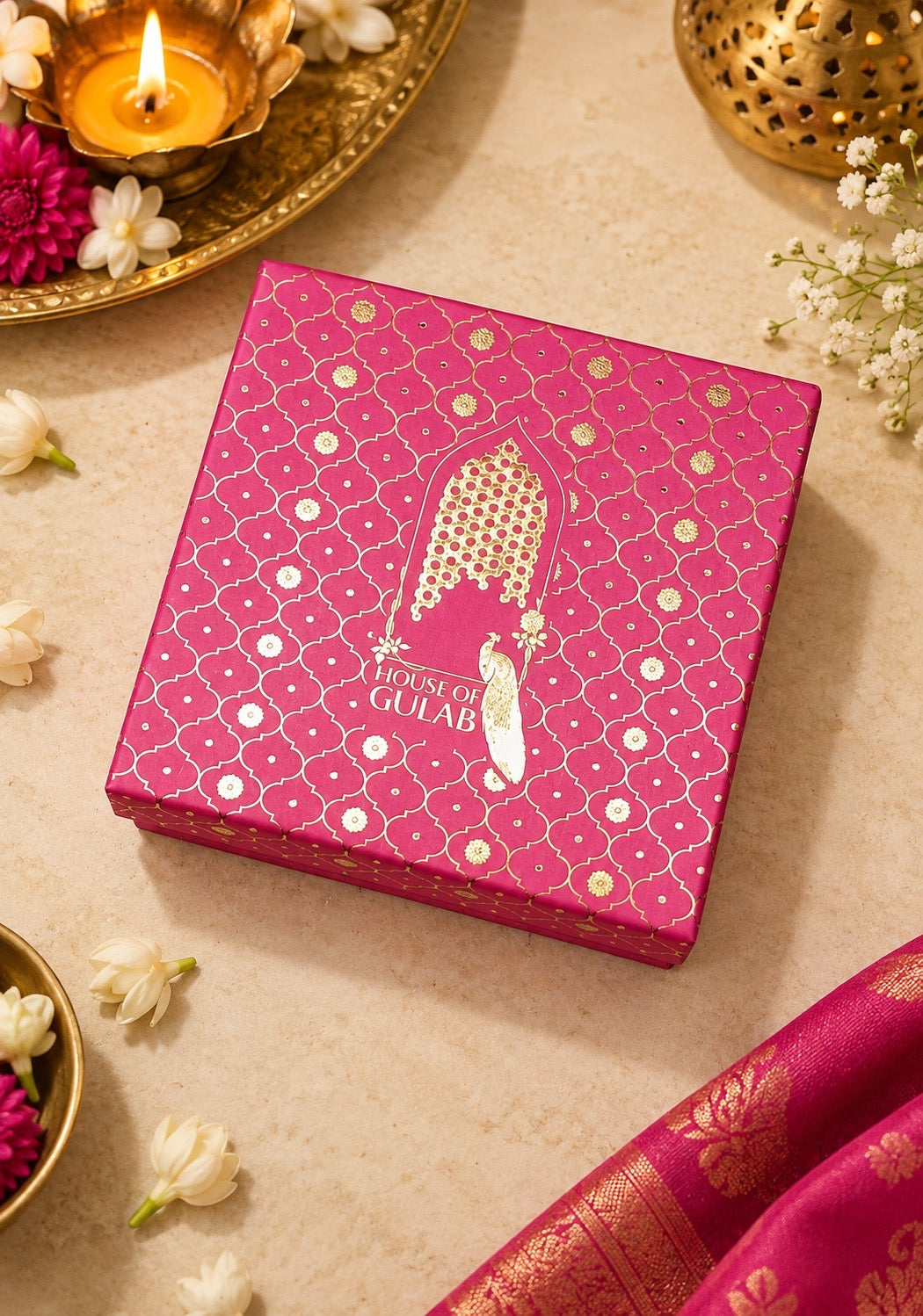 Diwali Gift Box | Set of 2 Waffle Cotton Handblock Printed Hand Towels