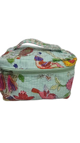 Handcrafted Quilted Makeup Organizer Bag | Cosmetic & Travel Vanity Case - 9x6.5x6.2 inches