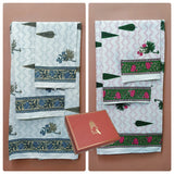 His & Her Towel Gift Set - Handblock Printed Towels - 2 Bath + 4 Hand Towels in 2 designs