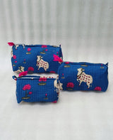 Set of 3 cosmetic bag/pouches with waterproof lining