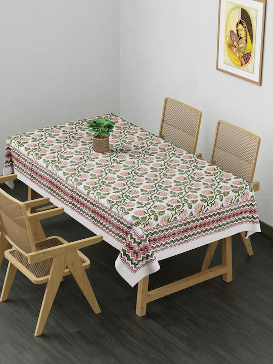 Handblock Printed Canvas Cotton Table Cloth 40X60 Inches - 4 Seater Dining Table