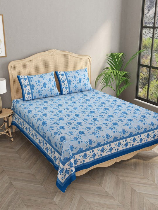 Floral Print Super King Bedsheet with 2 Pillow Covers