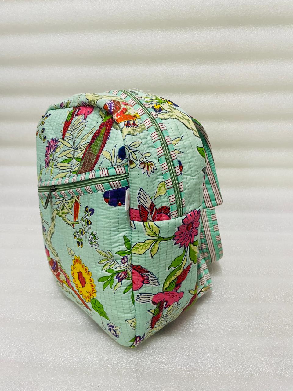 Handcrafted Quilted Cotton One Strap Backpack - 12x9.5x4.5 Inches
