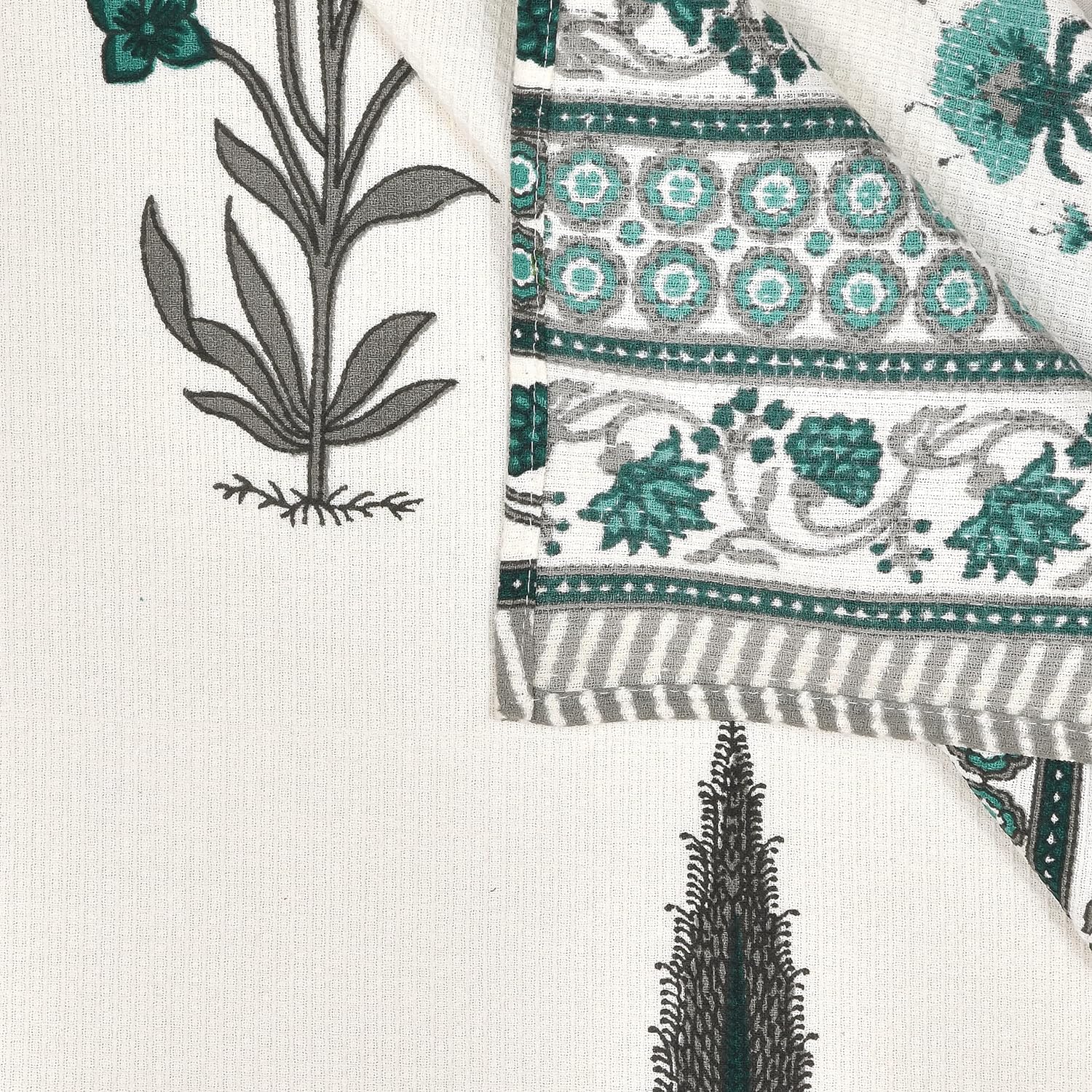 Hand Block Printed Honey Comb Cotton Hand Towel- Set of 2