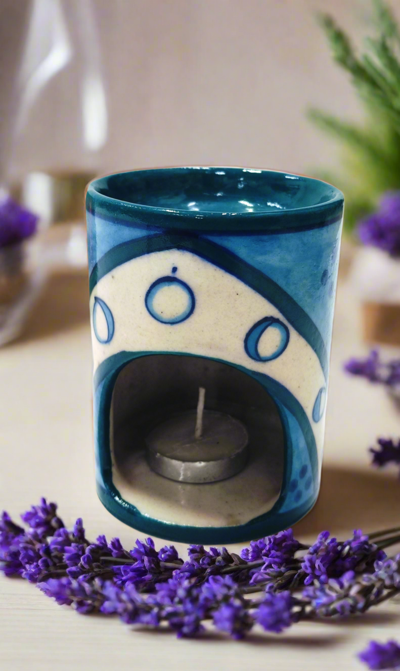 Jaipur Blue Pottery Aroma Oil Diffuser Gift Set – Lavender Fragrance
