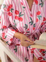 Cotton Kimono Handblock Printed Unisex Bathrobe - Free Size