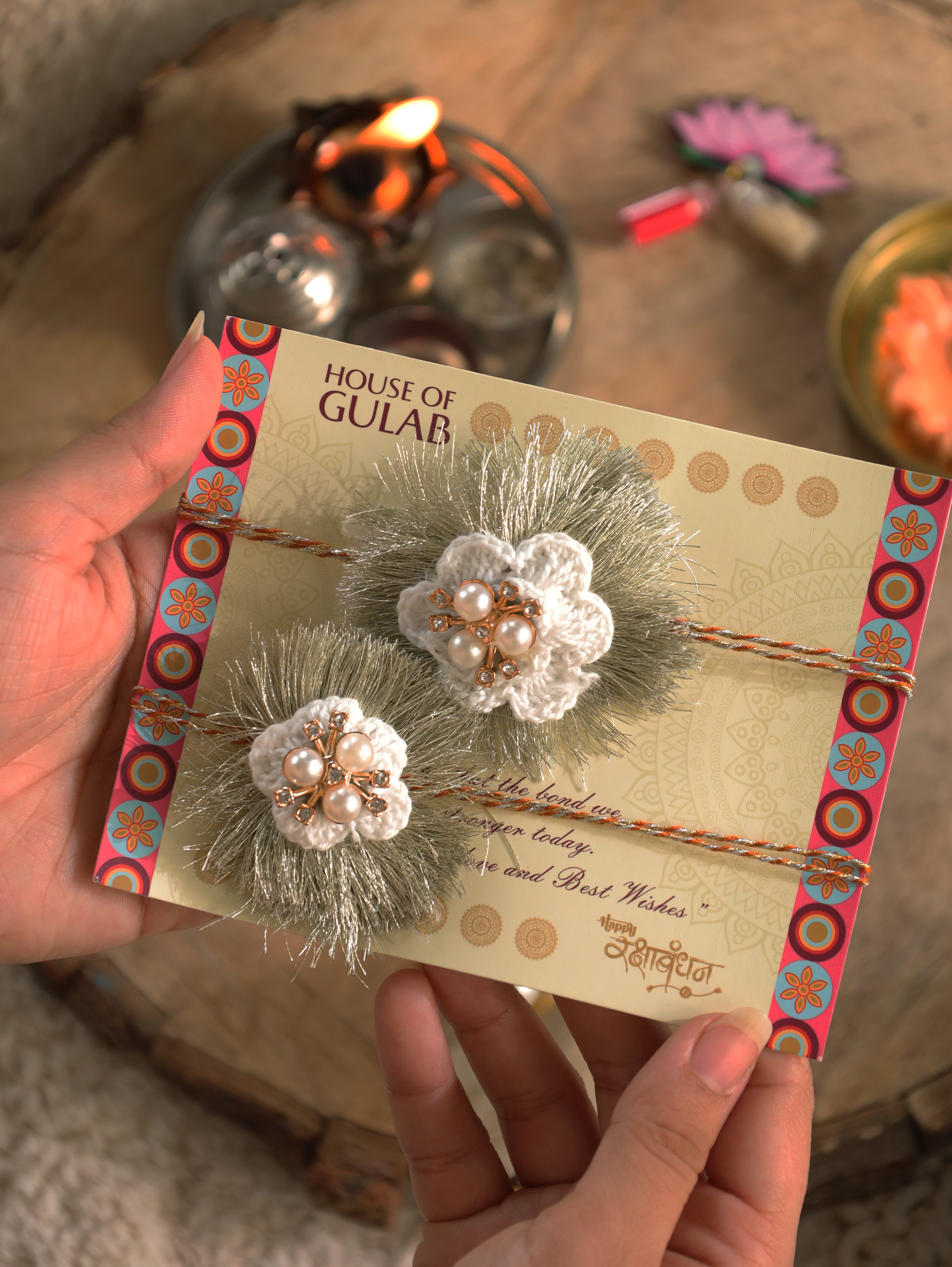 Premium Bhaiya-Bhabhi Rakhi Gift Box – Designer Rakhi Pair with Roli Chawal for Raksha Bandhan