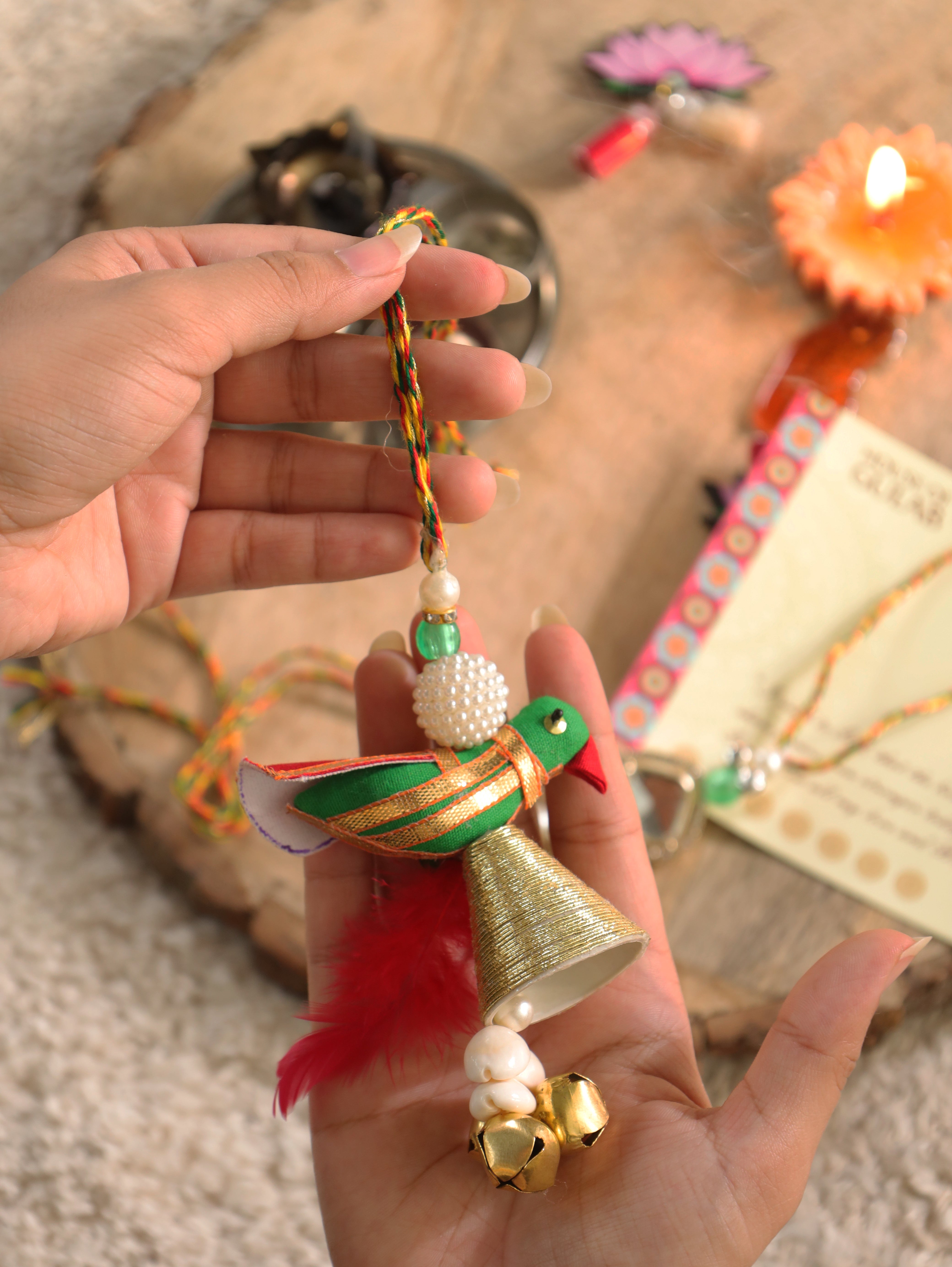 Bhaiya-Bhabhi Rakhi Gift Box – Handcrafted Kundan Rakhi & Lumba Rakhi with Roli Chawal for Raksha Bandhan