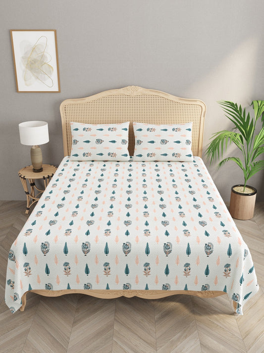 Cotton Linen Super King Bedsheet with 2 Pillow Covers