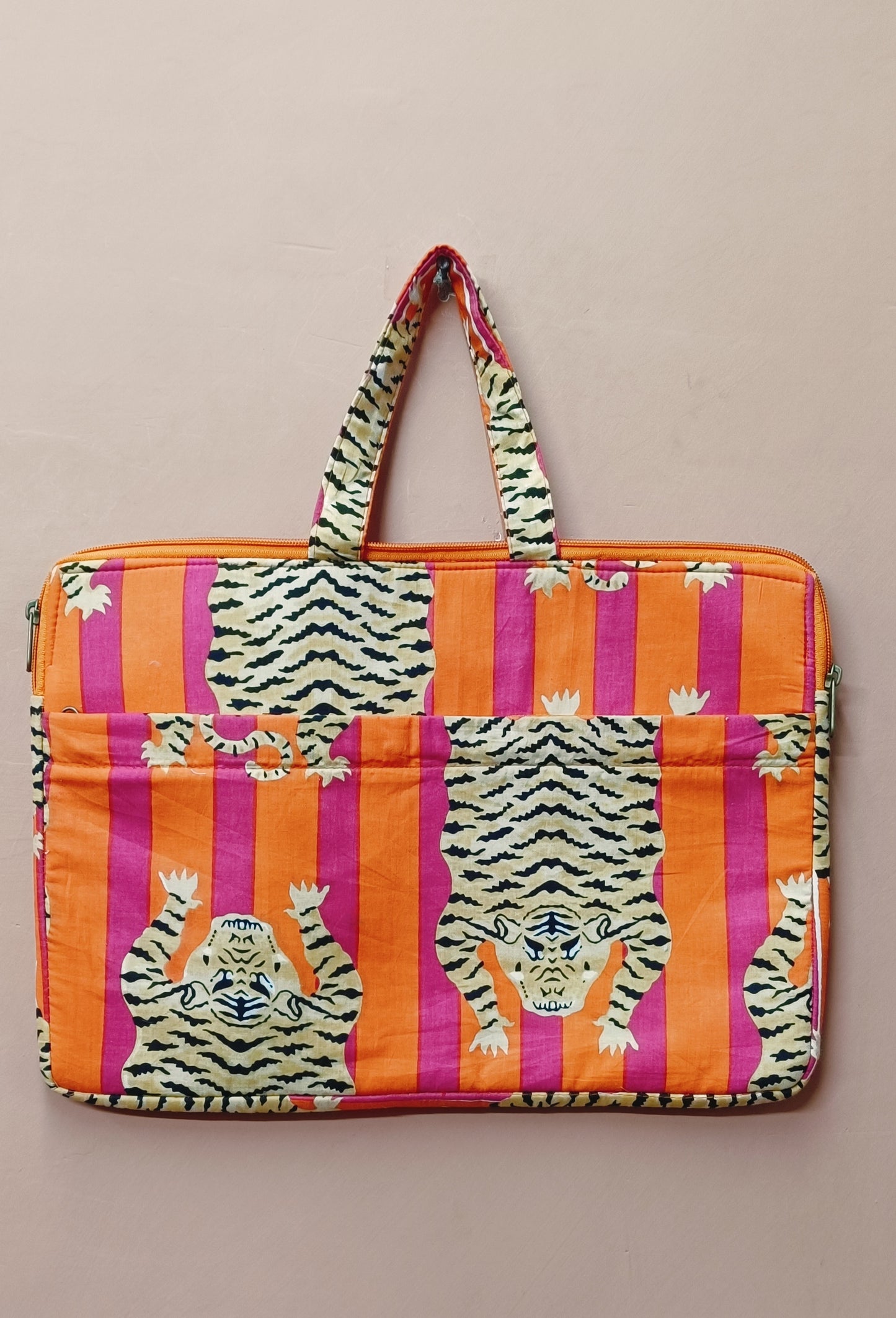 Laptop Bag with Handle -100% Cotton with handblock print and cushion support - 13-15 inches