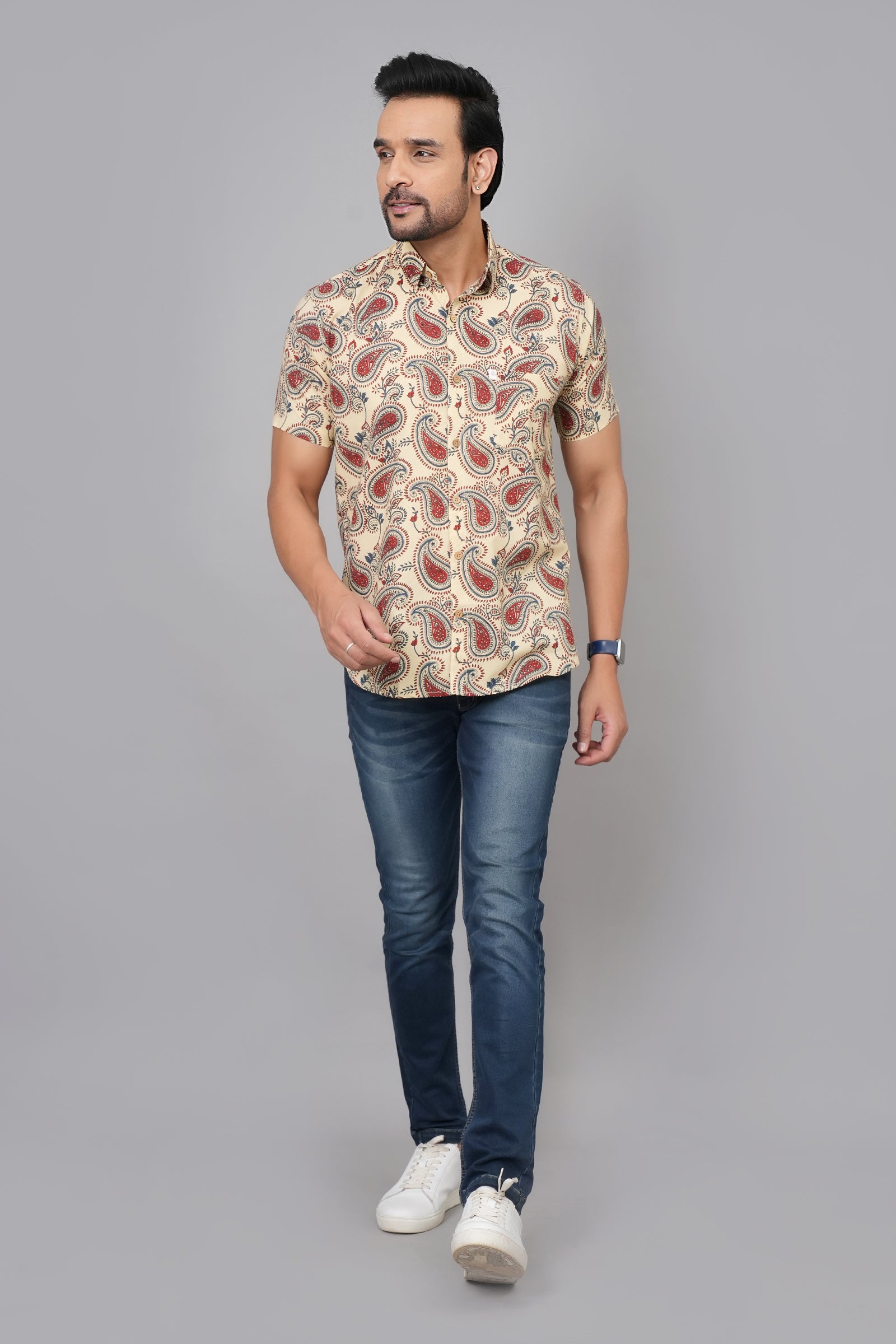 Men by House of Gulab Short Sleeves Cotton Shirt