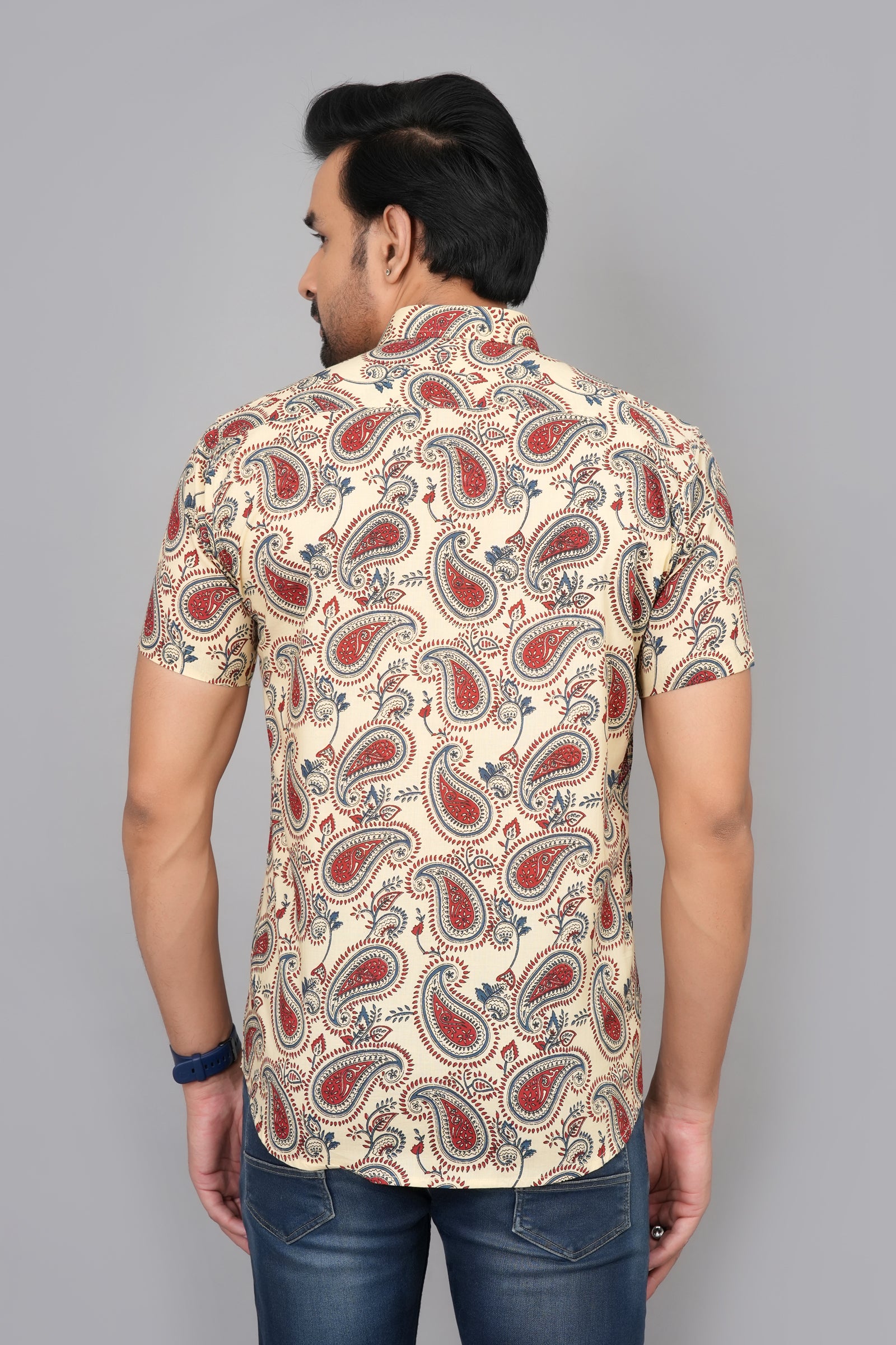 Men by House of Gulab Short Sleeves Cotton Shirt