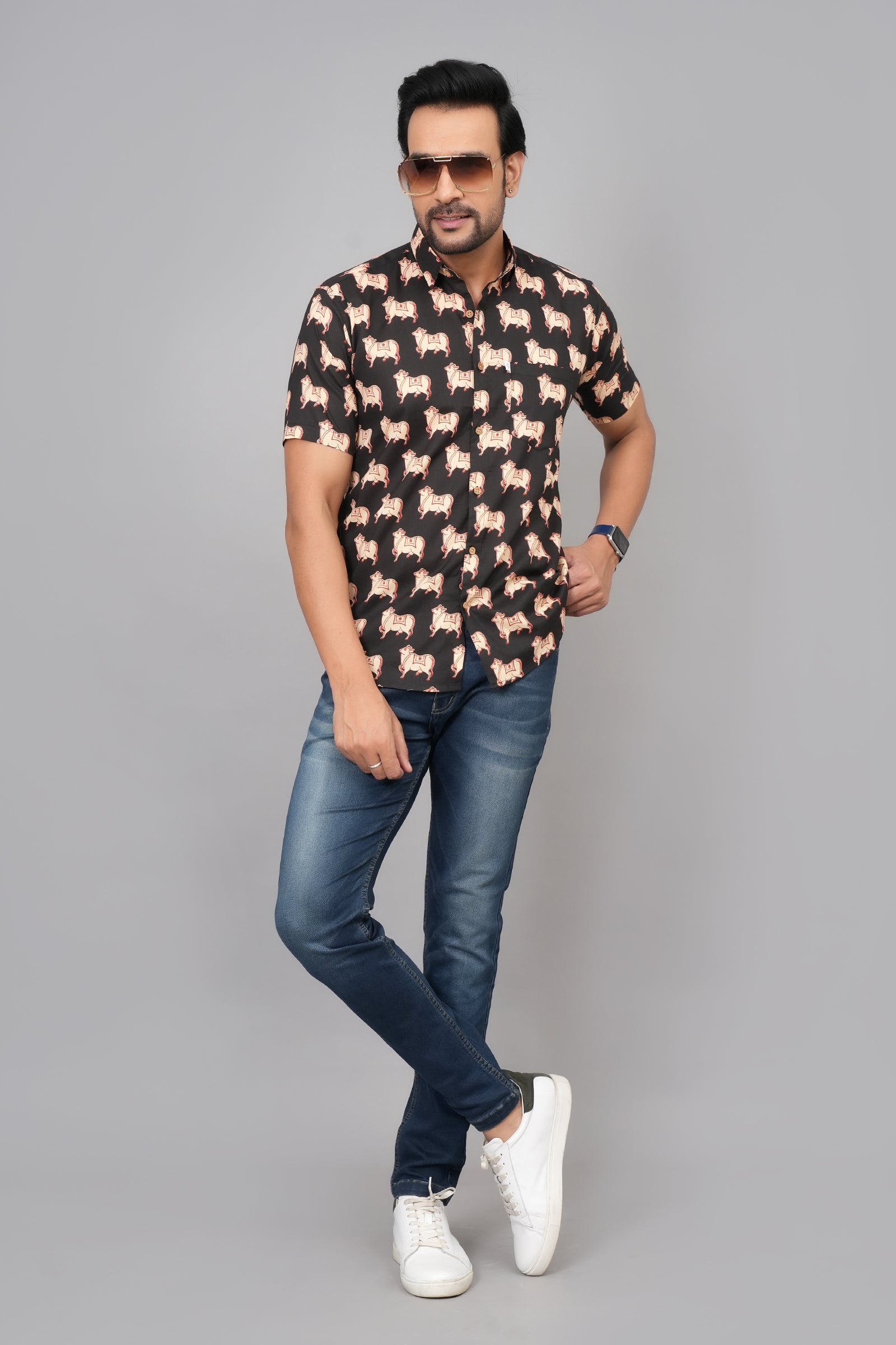 Men by House of Gulab Short Sleeves Cotton Shirt