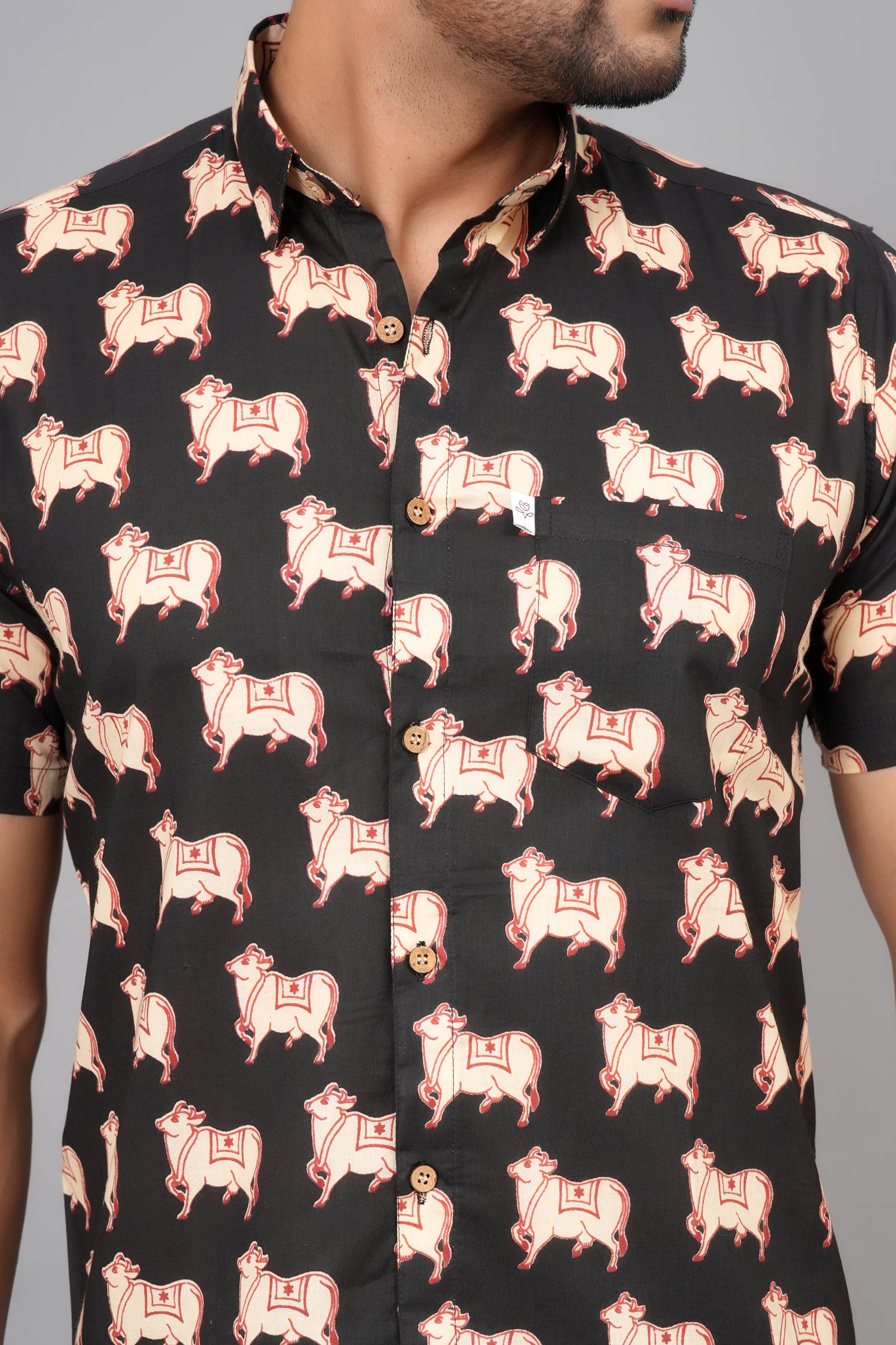 Men by House of Gulab Short Sleeves Cotton Shirt