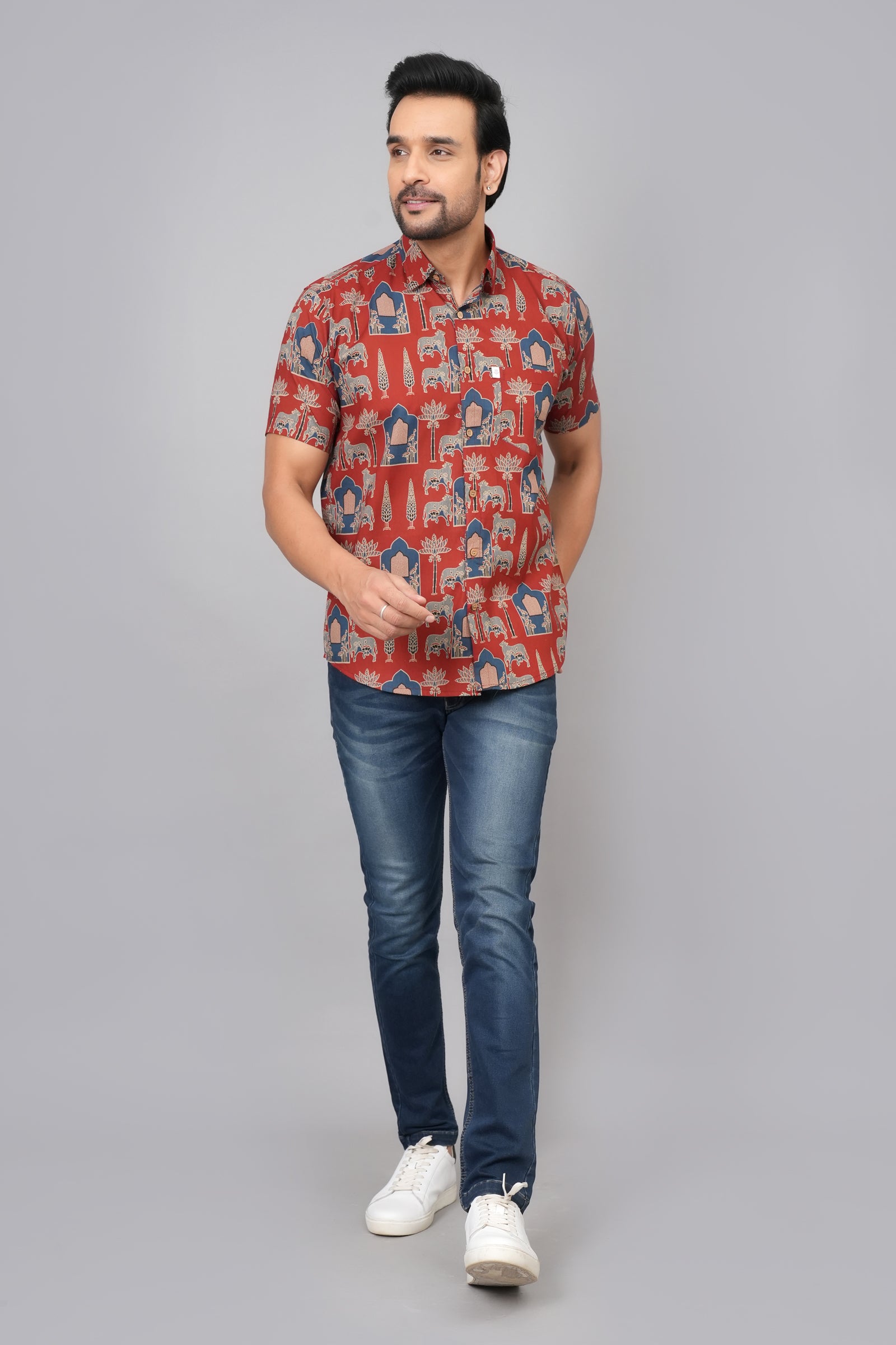 Men by House of Gulab Short Sleeves Cotton Shirt