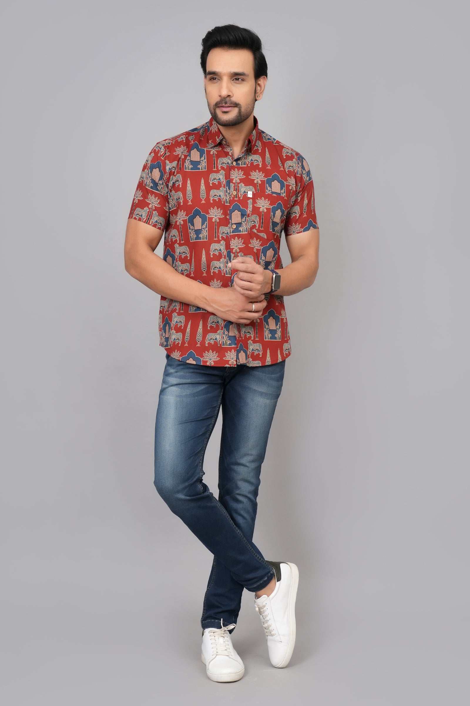 Men by House of Gulab Short Sleeves Cotton Shirt