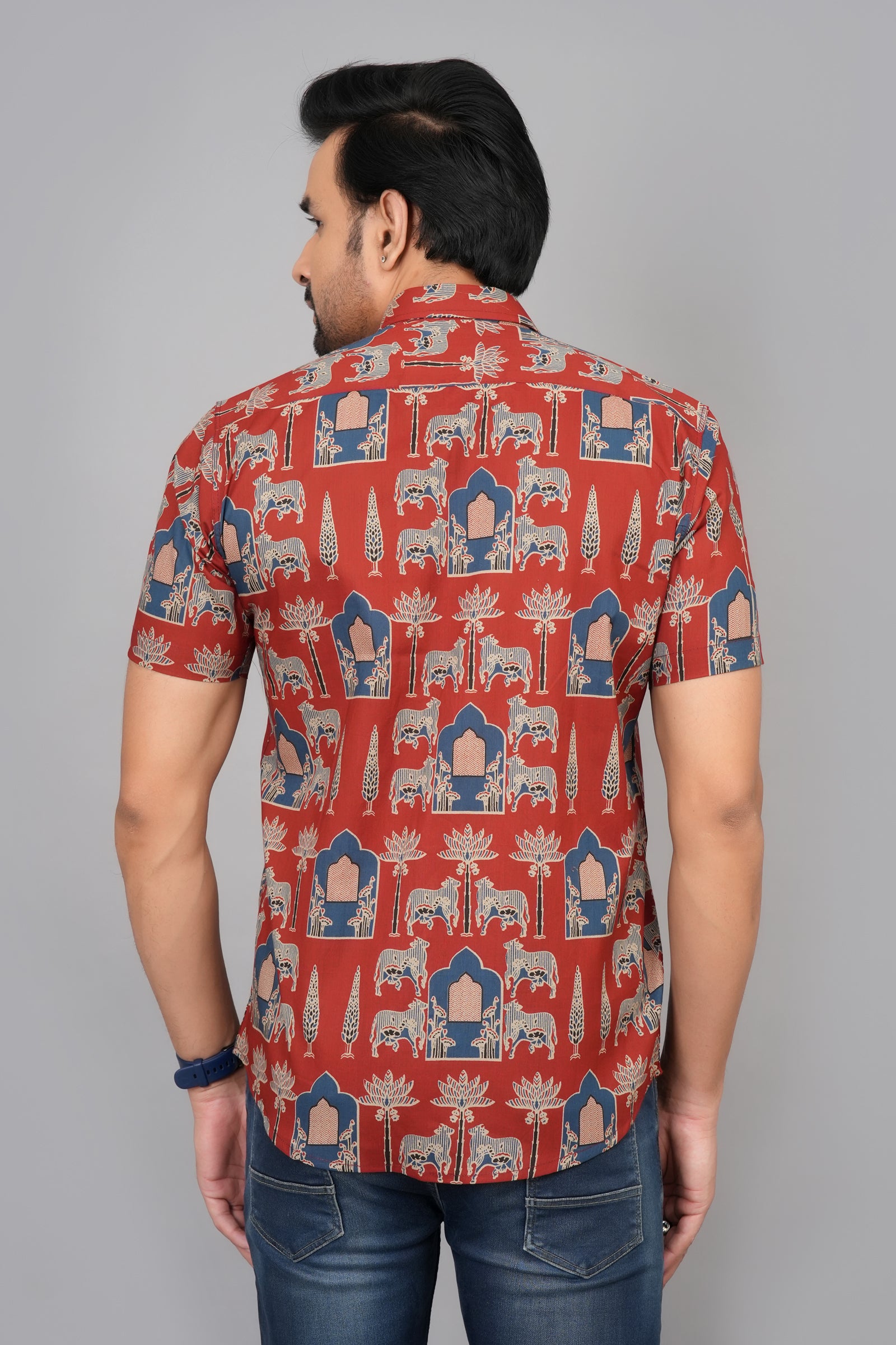 Men by House of Gulab Short Sleeves Cotton Shirt