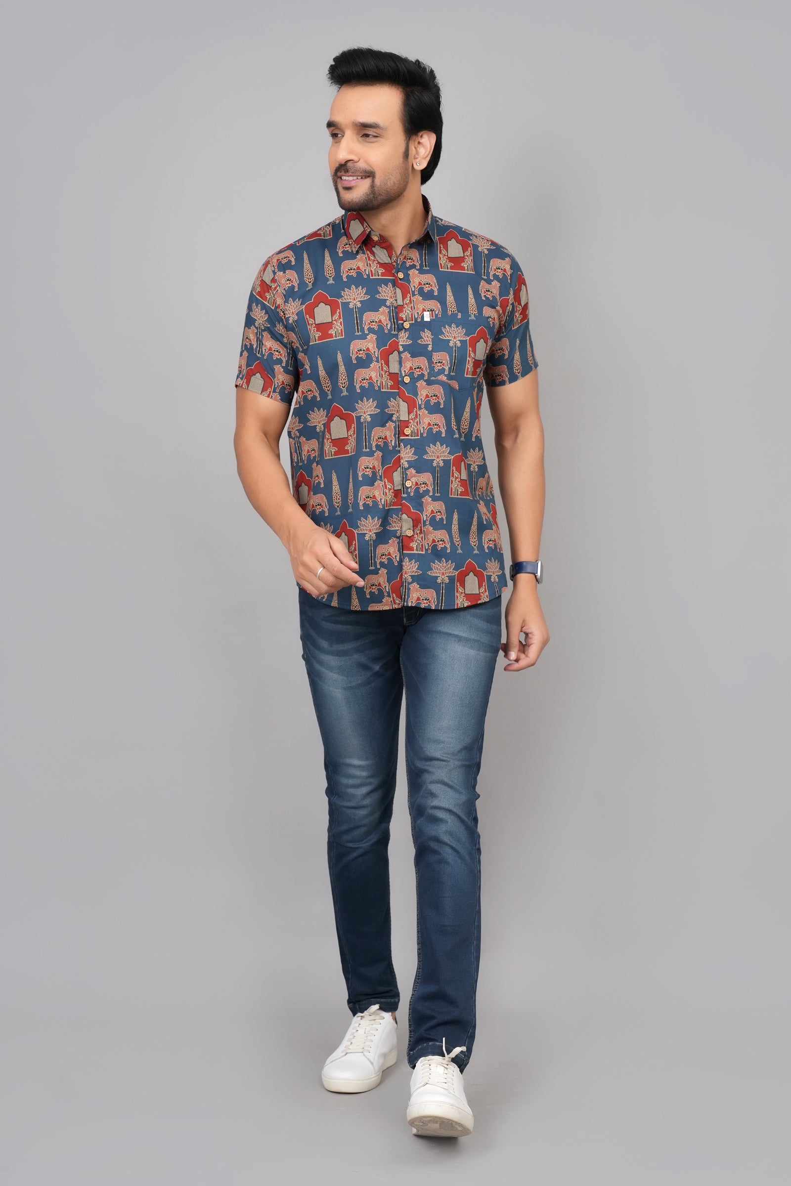 Men by House of Gulab Short Sleeves Cotton Shirt