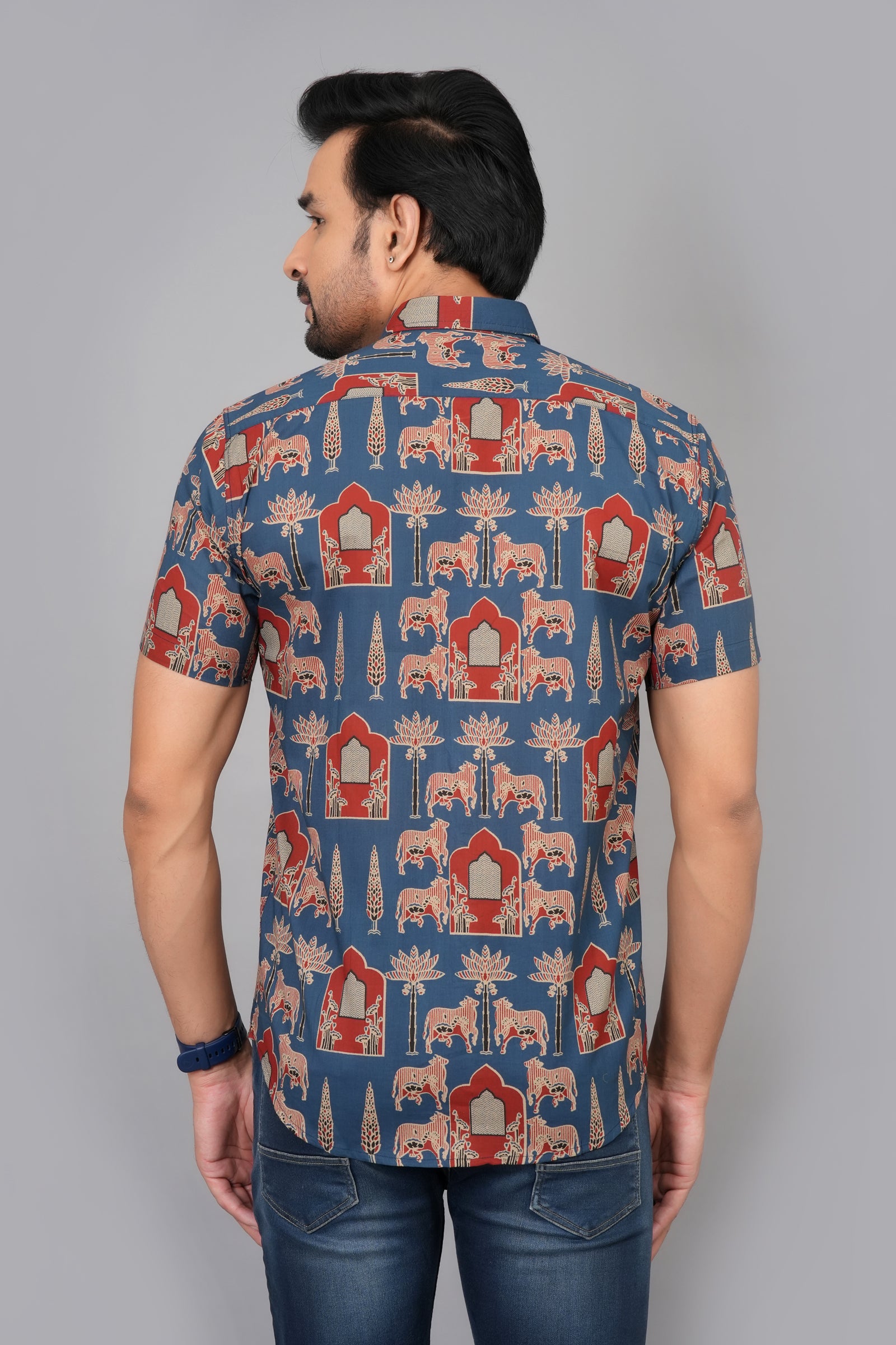 Men by House of Gulab Short Sleeves Cotton Shirt