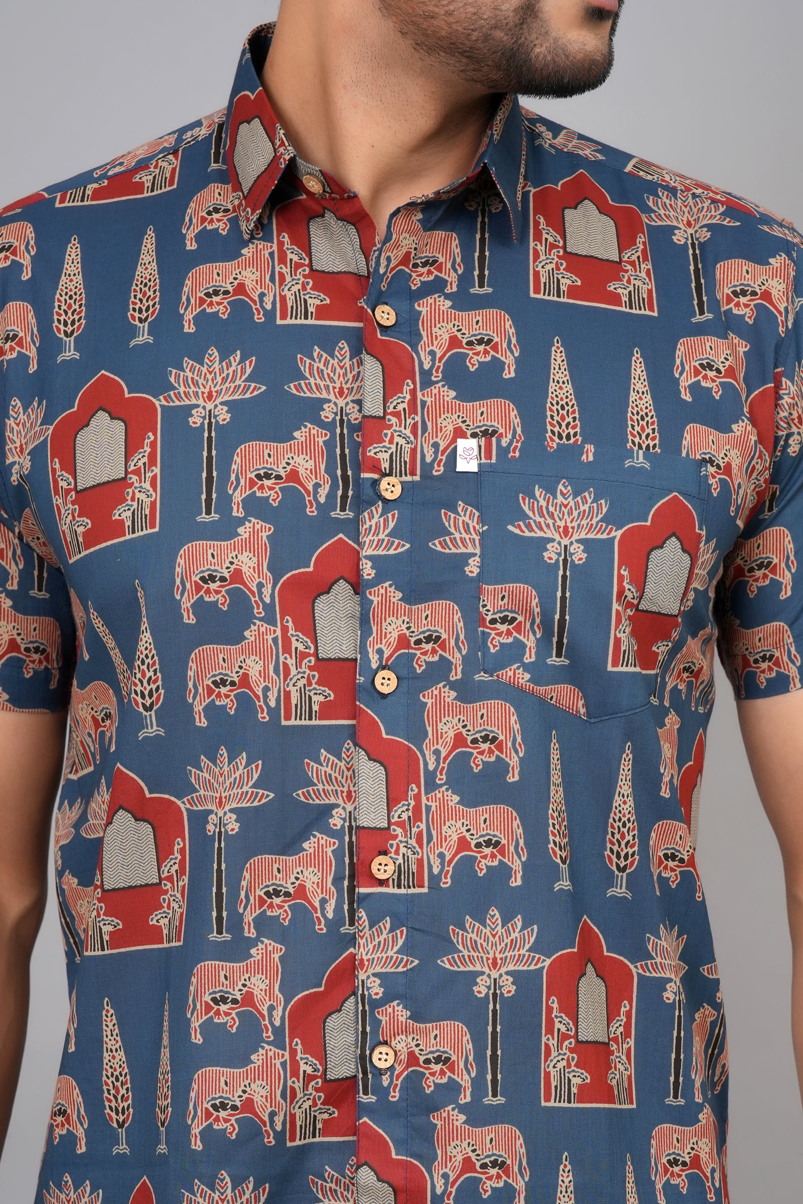 Men by House of Gulab Short Sleeves Cotton Shirt