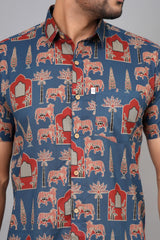 Men by House of Gulab Short Sleeves Cotton Shirt