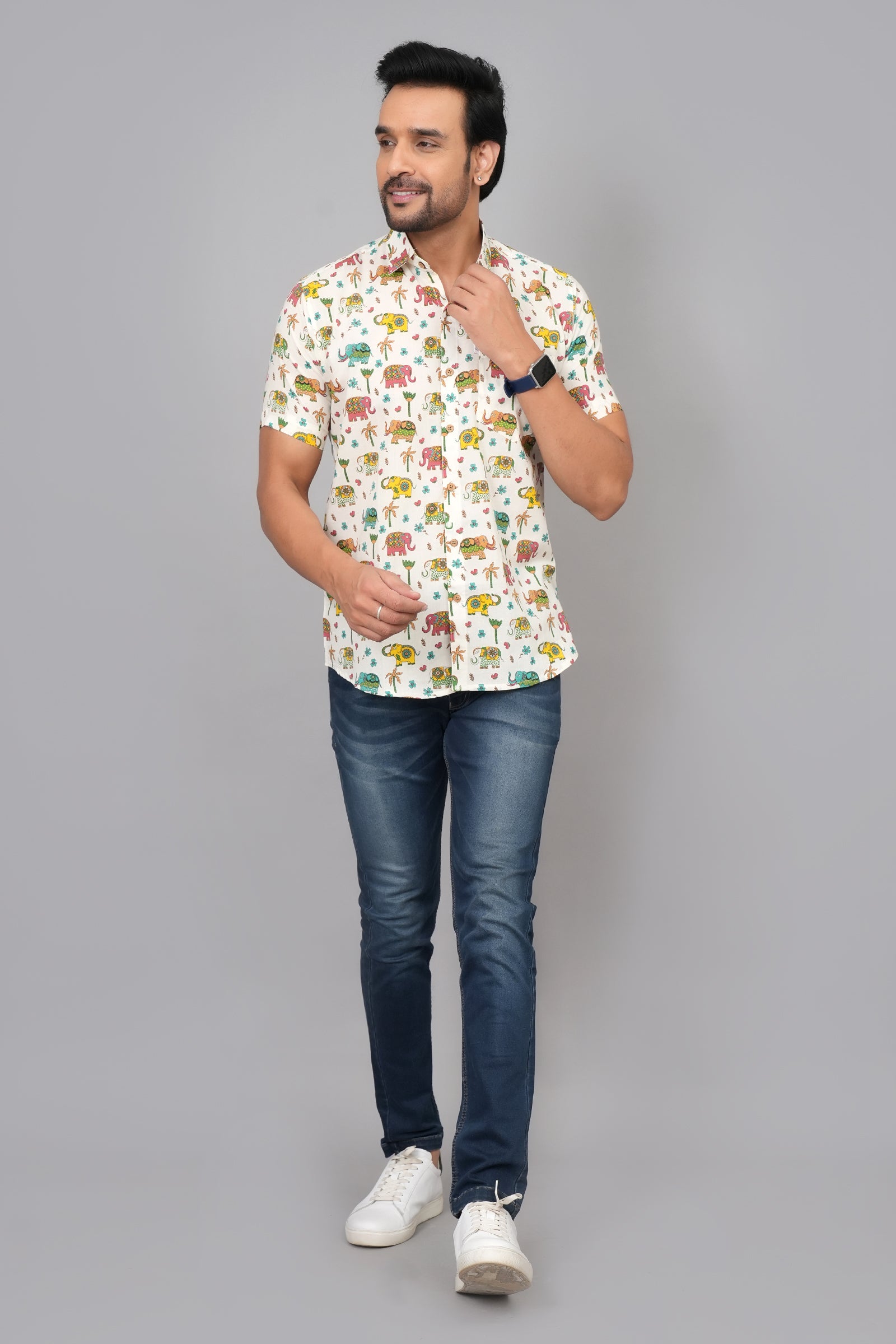 Men by House of Gulab Short Sleeves Cotton Shirt