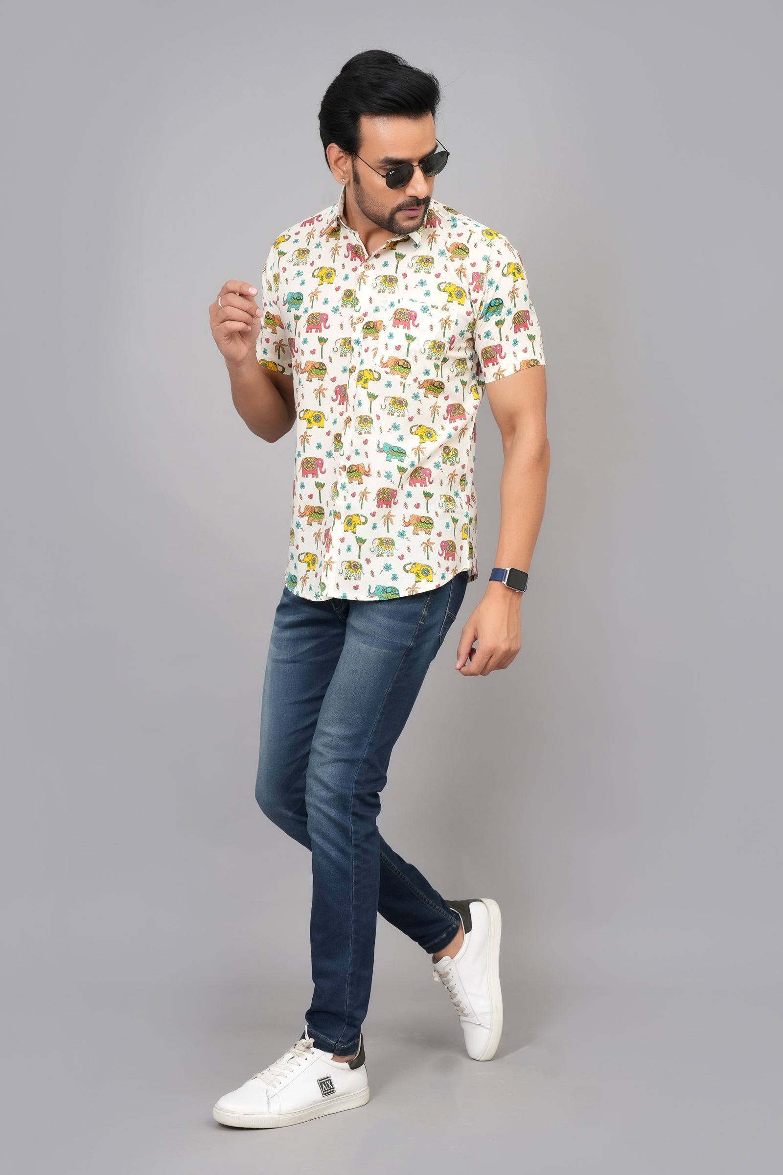 Men by House of Gulab Short Sleeves Cotton Shirt