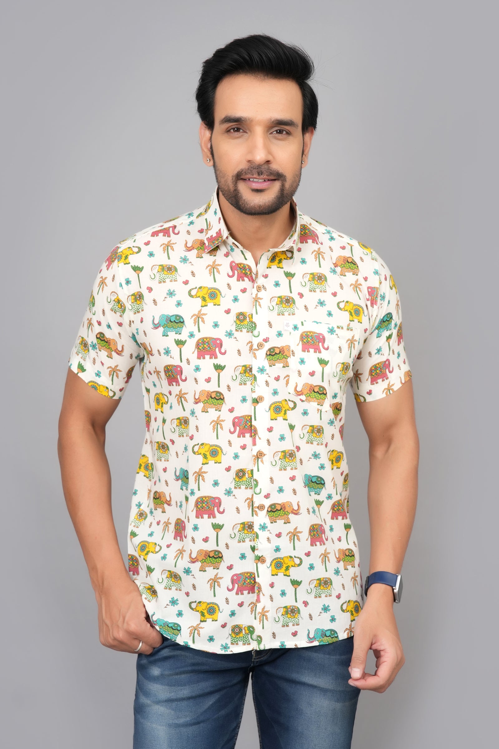 Men by House of Gulab Short Sleeves Cotton Shirt