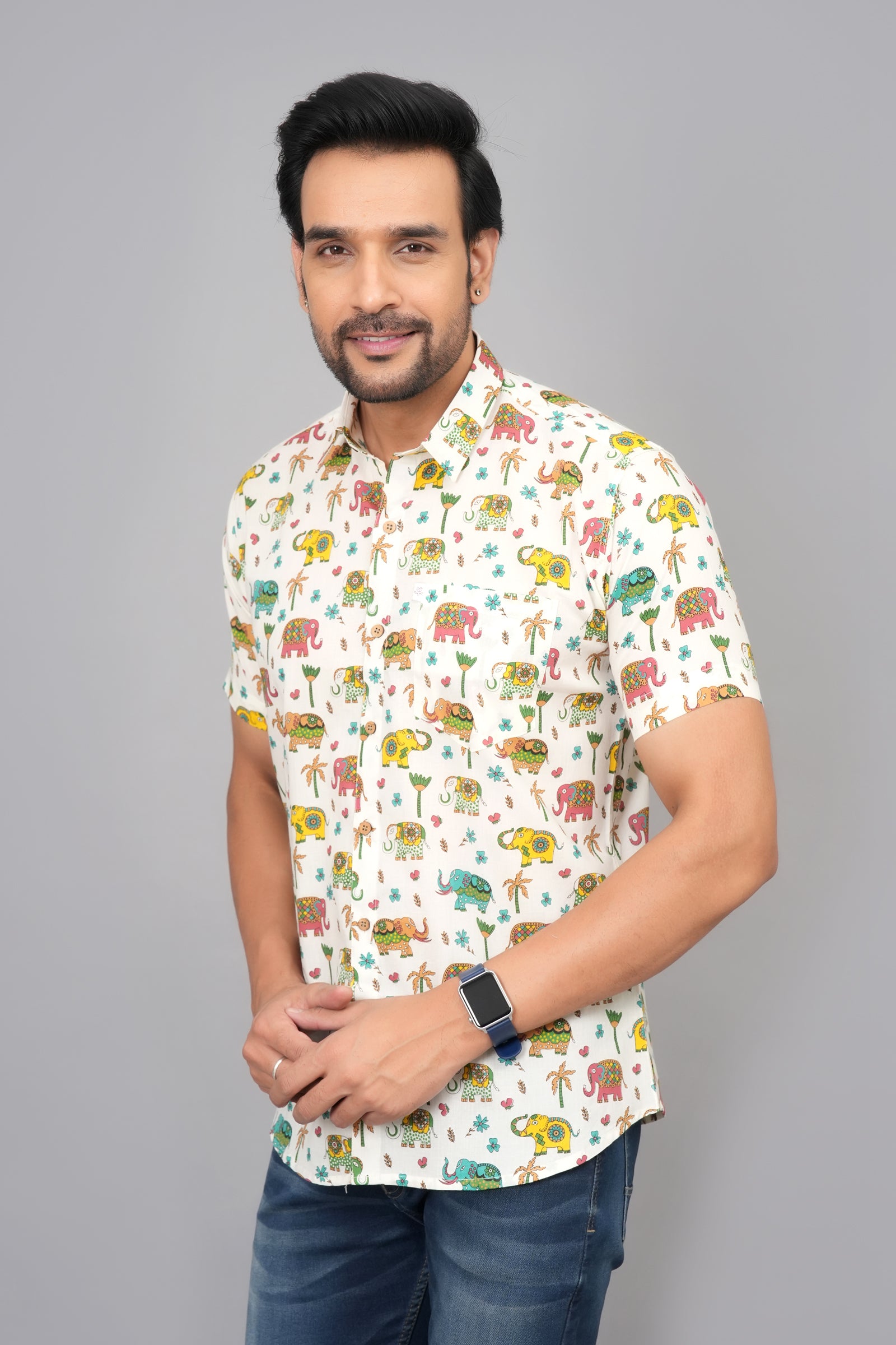 Men by House of Gulab Short Sleeves Cotton Shirt