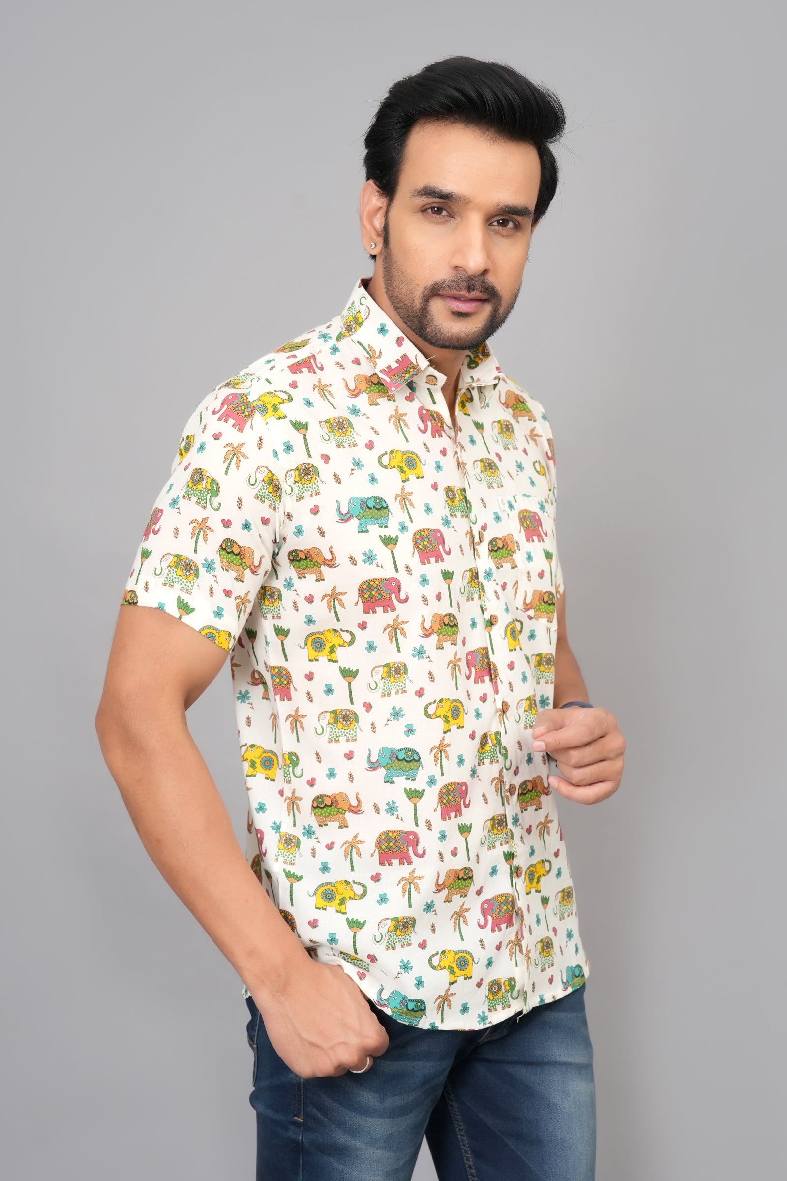 Men by House of Gulab Short Sleeves Cotton Shirt