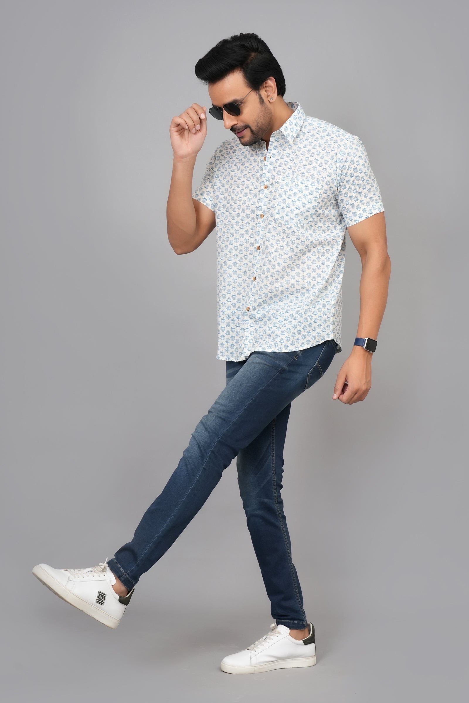 Men by House of Gulab Short Sleeves Cotton Shirt