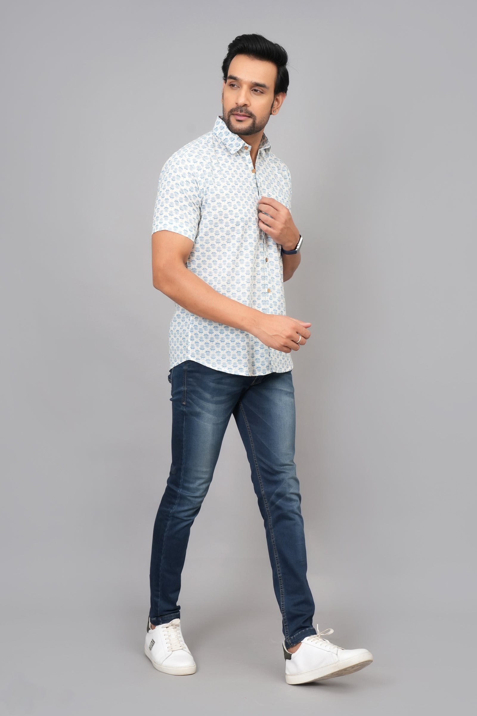 Men by House of Gulab Short Sleeves Cotton Shirt