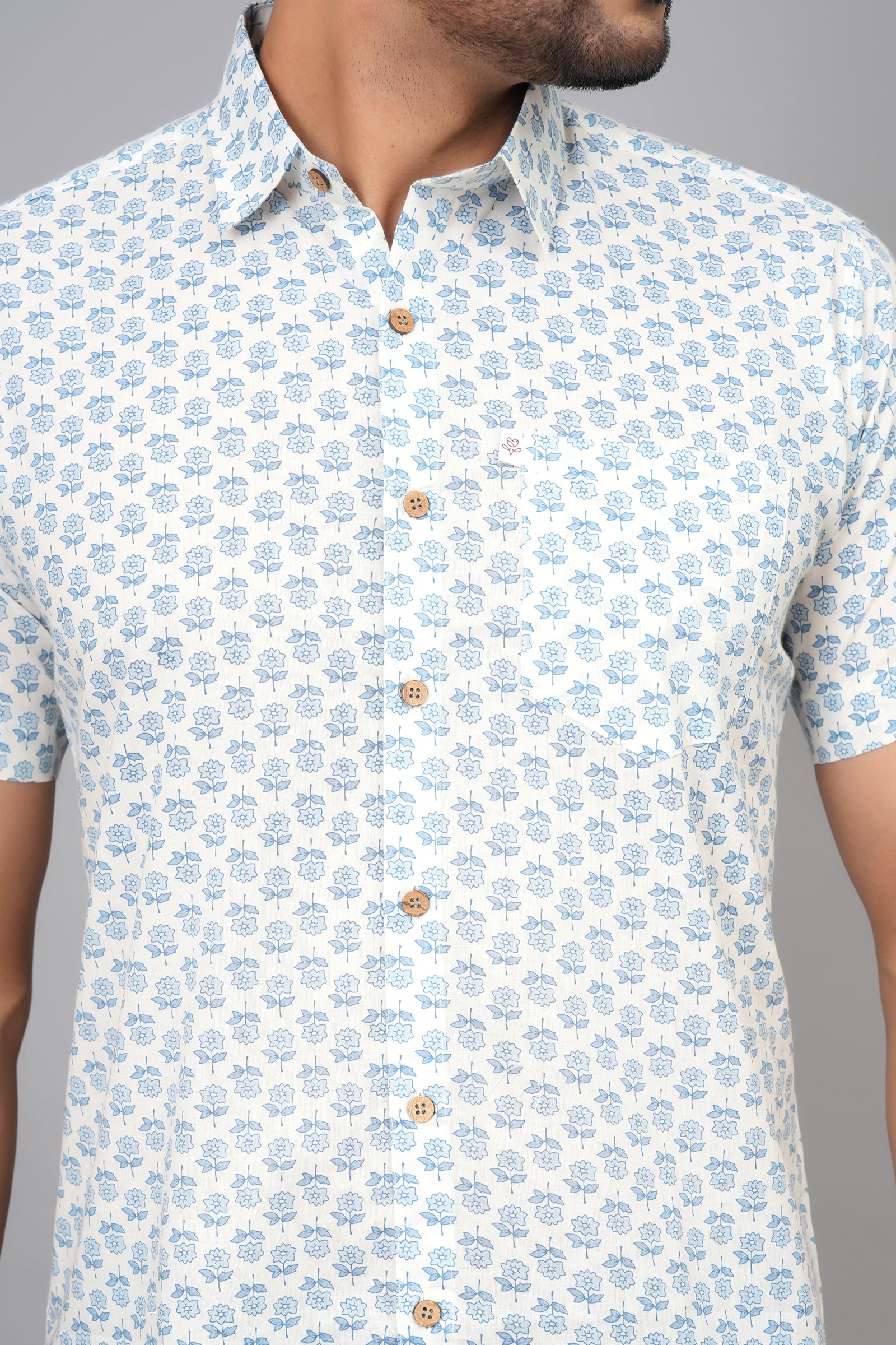 Men by House of Gulab Short Sleeves Cotton Shirt