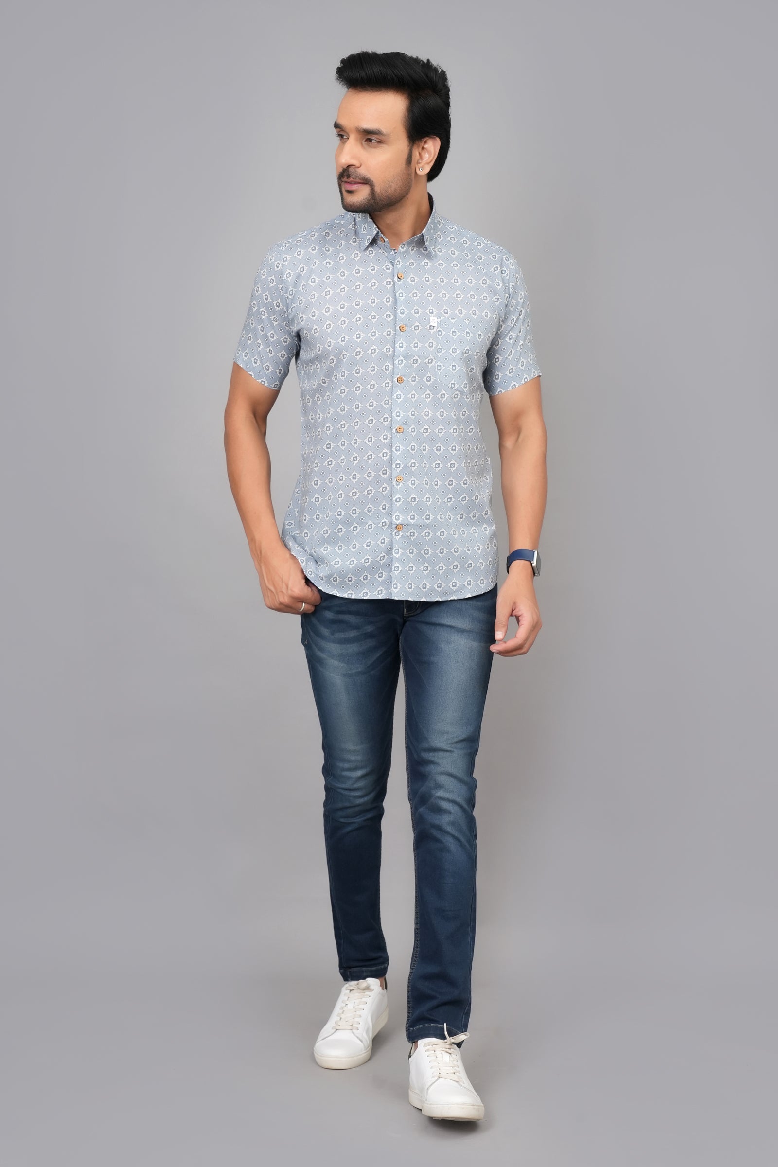 Men by House of Gulab Short Sleeves Cotton Shirt