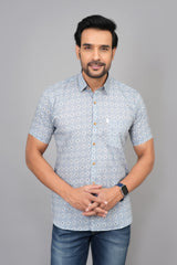 Men by House of Gulab Short Sleeves Cotton Shirt