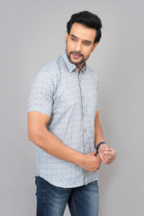 Men by House of Gulab Short Sleeves Cotton Shirt